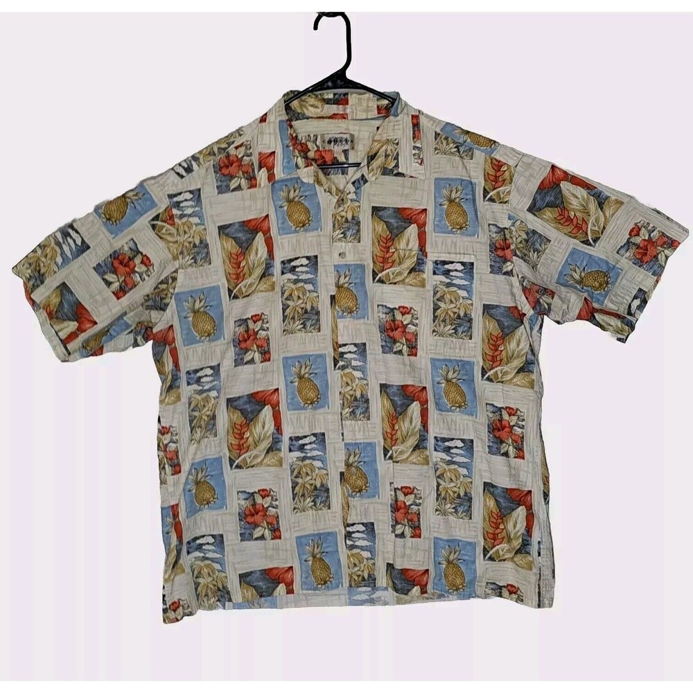 Vintage Campia Moda Hawaiian Shirt Mens Sz XL Short Sleeve Geometric 100% Cotton